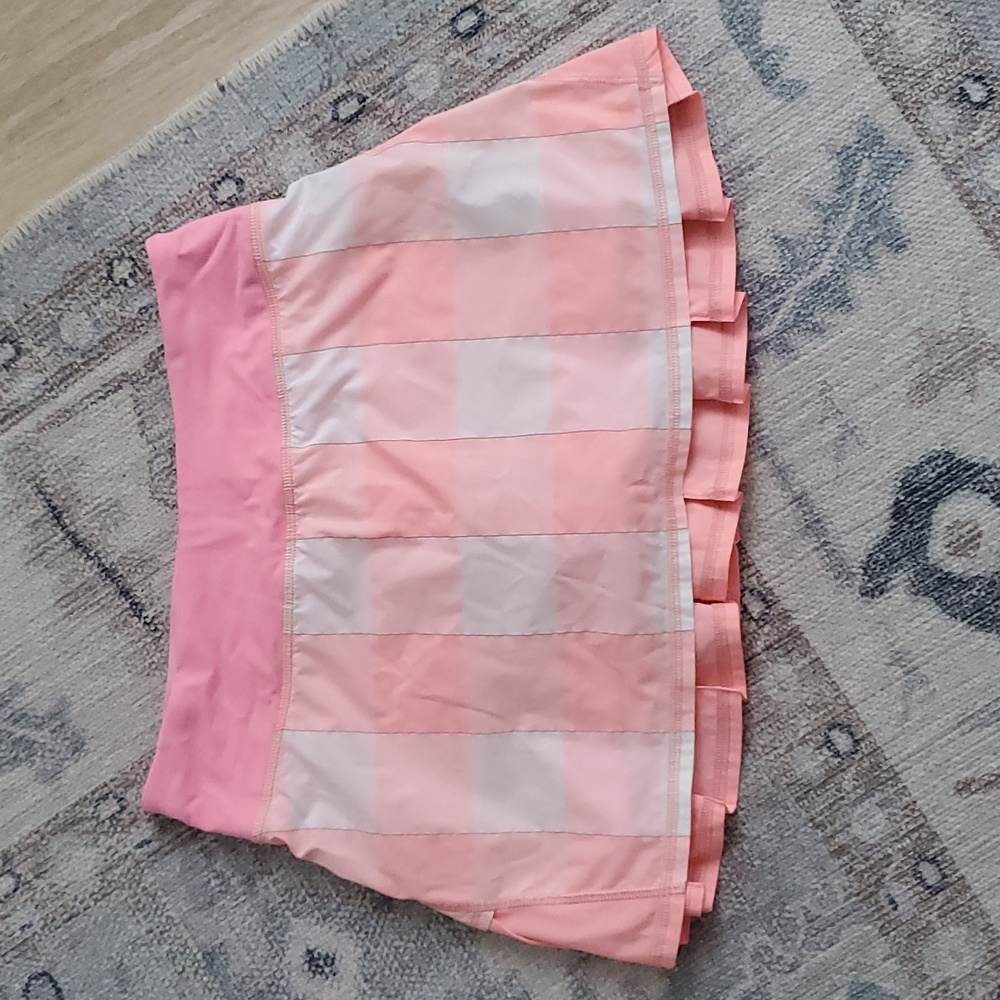Lululemon Pace Setter Skirt Gros Gingham Bleached Coral / Pop Orange HTF sz4 - Picture 3 of 10